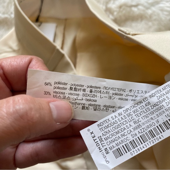 Zara Cream Tan Wide Leg High Waist Full Length Pants Size Large - Picture 8 of 14